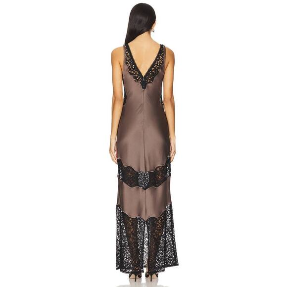 JONATHAN SIMKHAI Lacey Slip Dress in Mocha Multi 0 - Picture 4 of 5